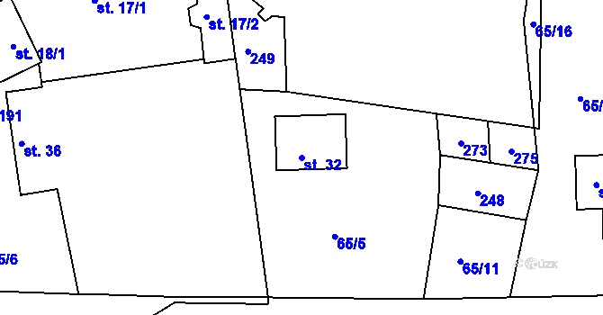 Parcela st. 32 v KÚ Sedlec u Líbeznic, Katastrální mapa