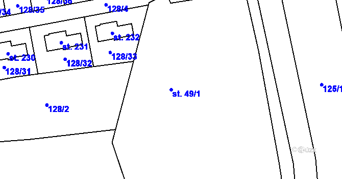 Parcela st. 49/1 v KÚ Sedlec u Líbeznic, Katastrální mapa