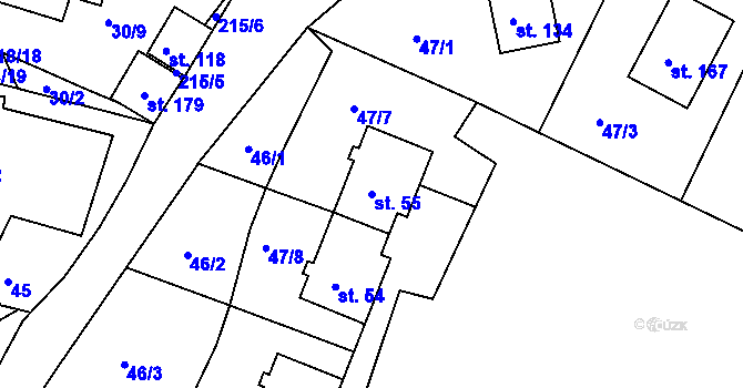 Parcela st. 55 v KÚ Sedlec u Líbeznic, Katastrální mapa