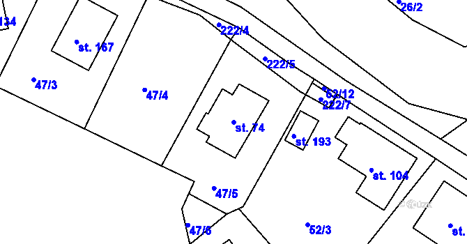 Parcela st. 74 v KÚ Sedlec u Líbeznic, Katastrální mapa