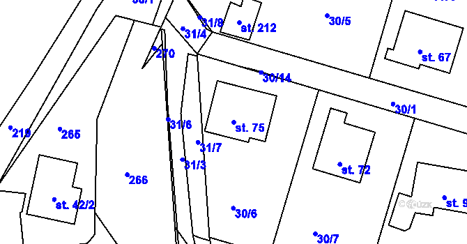 Parcela st. 75 v KÚ Sedlec u Líbeznic, Katastrální mapa