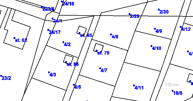 Parcela st. 79 v KÚ Sedlec u Líbeznic, Katastrální mapa