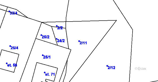 Parcela st. 2/11 v KÚ Sedlec u Líbeznic, Katastrální mapa