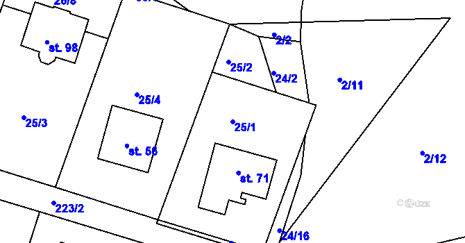 Parcela st. 25/1 v KÚ Sedlec u Líbeznic, Katastrální mapa