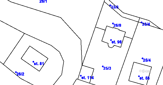 Parcela st. 25/5 v KÚ Sedlec u Líbeznic, Katastrální mapa
