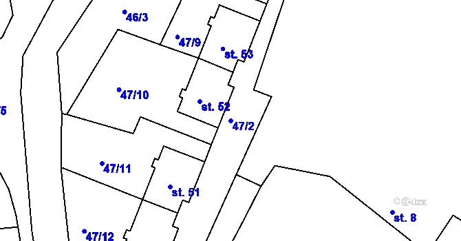 Parcela st. 47/2 v KÚ Sedlec u Líbeznic, Katastrální mapa