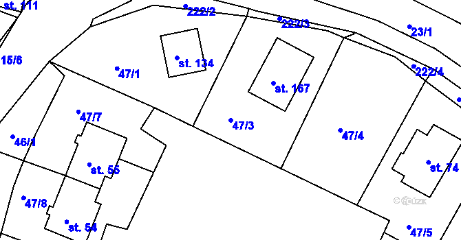 Parcela st. 47/3 v KÚ Sedlec u Líbeznic, Katastrální mapa