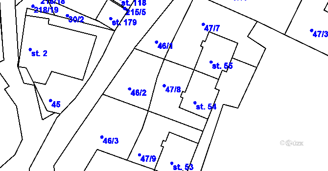 Parcela st. 47/8 v KÚ Sedlec u Líbeznic, Katastrální mapa