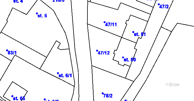 Parcela st. 47/12 v KÚ Sedlec u Líbeznic, Katastrální mapa