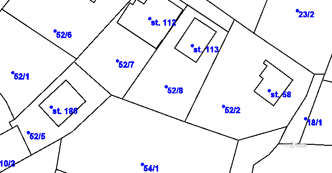 Parcela st. 52/8 v KÚ Sedlec u Líbeznic, Katastrální mapa