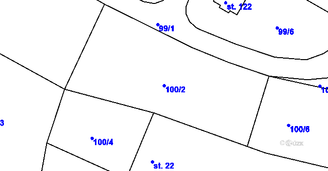 Parcela st. 100/2 v KÚ Sedlec u Líbeznic, Katastrální mapa