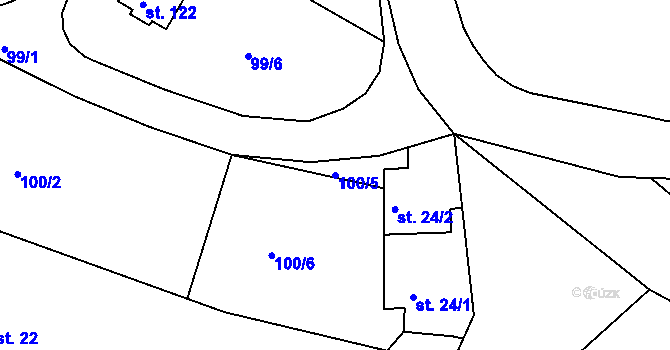 Parcela st. 100/5 v KÚ Sedlec u Líbeznic, Katastrální mapa