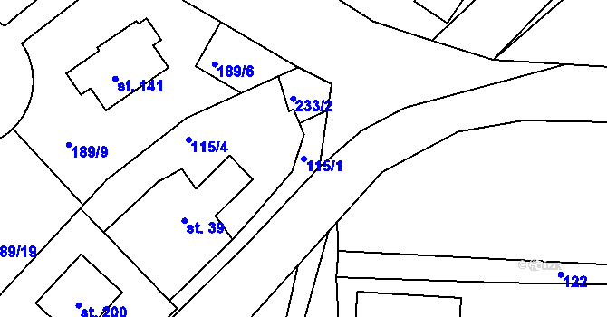 Parcela st. 115/1 v KÚ Sedlec u Líbeznic, Katastrální mapa