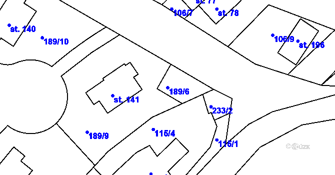 Parcela st. 189/6 v KÚ Sedlec u Líbeznic, Katastrální mapa