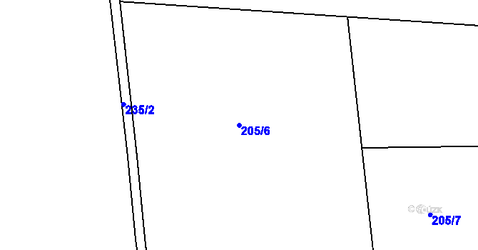 Parcela st. 205/6 v KÚ Sedlec u Líbeznic, Katastrální mapa