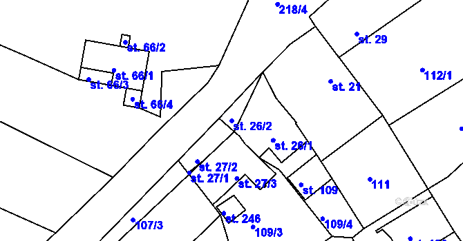 Parcela st. 26/2 v KÚ Sedlec u Líbeznic, Katastrální mapa
