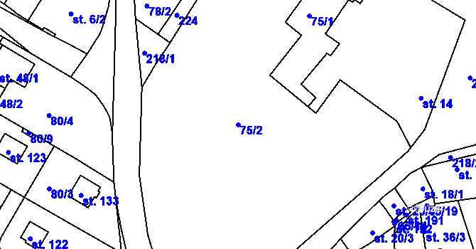 Parcela st. 75/2 v KÚ Sedlec u Líbeznic, Katastrální mapa