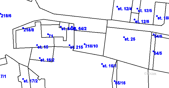 Parcela st. 218/10 v KÚ Sedlec u Líbeznic, Katastrální mapa