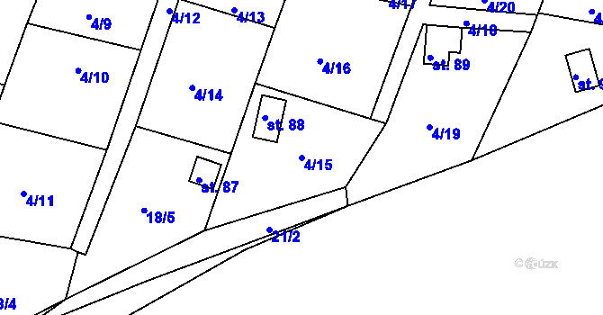 Parcela st. 4/15 v KÚ Sedlec u Líbeznic, Katastrální mapa