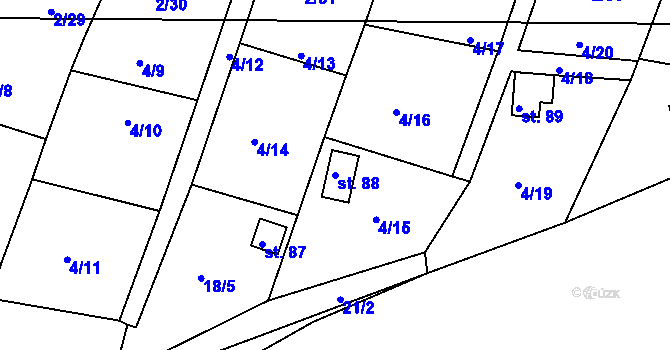 Parcela st. 88 v KÚ Sedlec u Líbeznic, Katastrální mapa