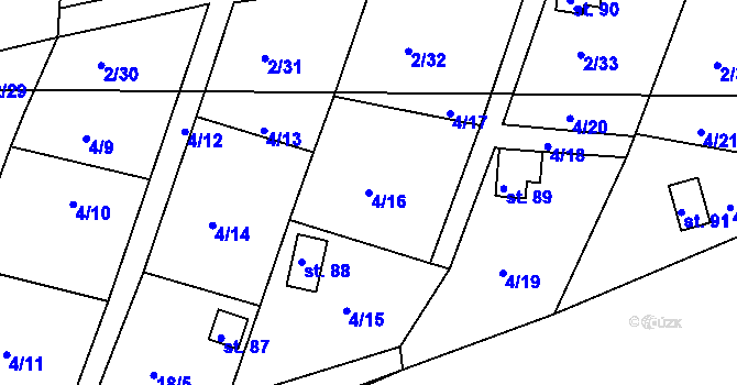 Parcela st. 4/16 v KÚ Sedlec u Líbeznic, Katastrální mapa