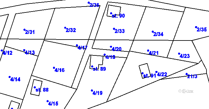 Parcela st. 4/18 v KÚ Sedlec u Líbeznic, Katastrální mapa