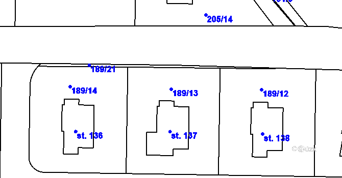 Parcela st. 189/13 v KÚ Sedlec u Líbeznic, Katastrální mapa
