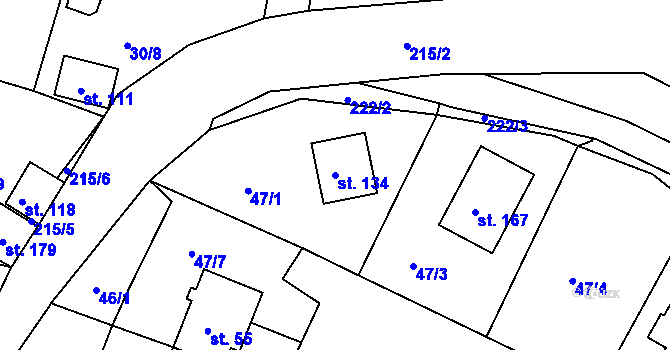 Parcela st. 134 v KÚ Sedlec u Líbeznic, Katastrální mapa