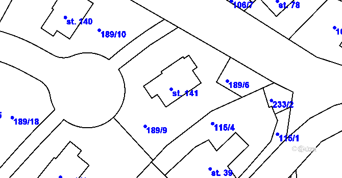 Parcela st. 141 v KÚ Sedlec u Líbeznic, Katastrální mapa