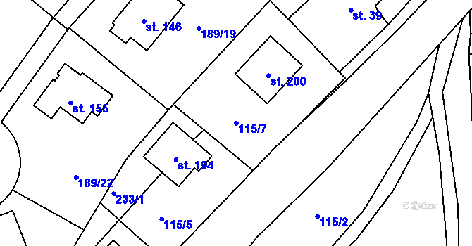 Parcela st. 115/7 v KÚ Sedlec u Líbeznic, Katastrální mapa