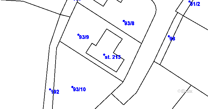 Parcela st. 213 v KÚ Sedlec u Líbeznic, Katastrální mapa