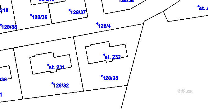 Parcela st. 232 v KÚ Sedlec u Líbeznic, Katastrální mapa