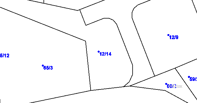 Parcela st. 12/14 v KÚ Sedlec u Líbeznic, Katastrální mapa