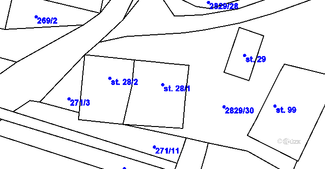 Parcela st. 28/1 v KÚ Plástovice, Katastrální mapa