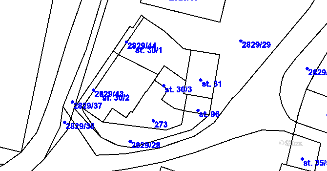 Parcela st. 30/3 v KÚ Plástovice, Katastrální mapa