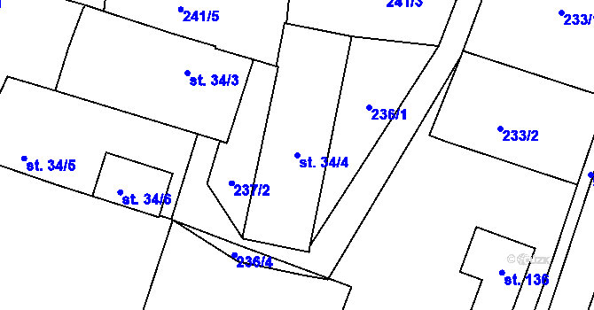 Parcela st. 34/4 v KÚ Plástovice, Katastrální mapa