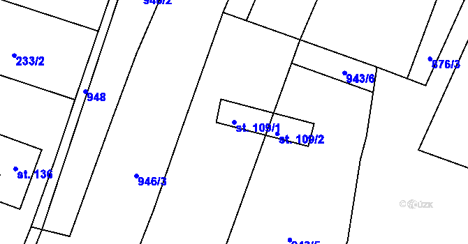Parcela st. 109/1 v KÚ Plástovice, Katastrální mapa