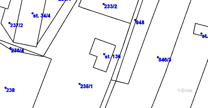 Parcela st. 136 v KÚ Plástovice, Katastrální mapa