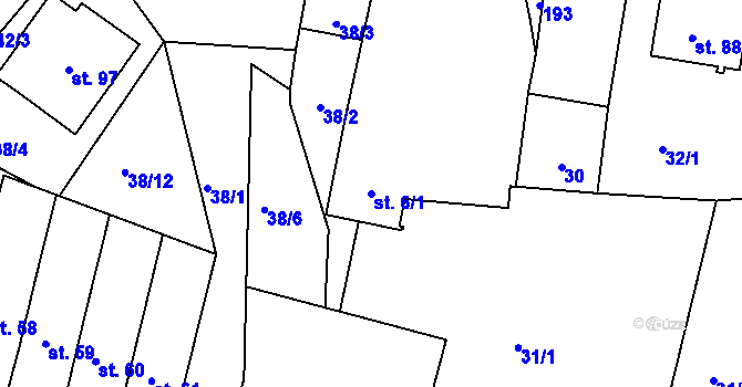 Parcela st. 6/1 v KÚ Sedlec u Českých Budějovic, Katastrální mapa