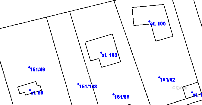 Parcela st. 103 v KÚ Sedlec u Českých Budějovic, Katastrální mapa