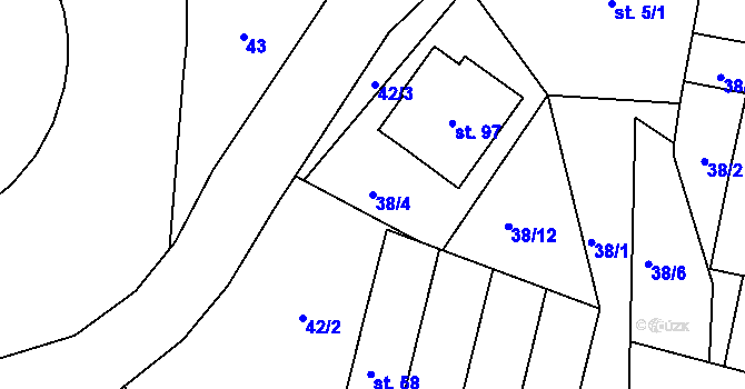 Parcela st. 38/4 v KÚ Sedlec u Českých Budějovic, Katastrální mapa