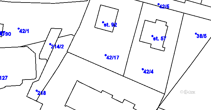 Parcela st. 42/17 v KÚ Sedlec u Českých Budějovic, Katastrální mapa