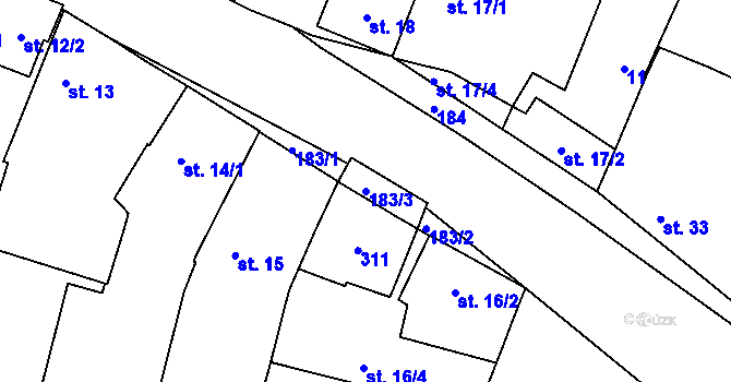 Parcela st. 183/3 v KÚ Sedlec u Českých Budějovic, Katastrální mapa