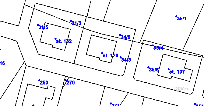 Parcela st. 120 v KÚ Sedlec u Českých Budějovic, Katastrální mapa