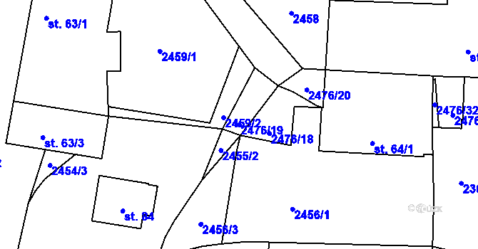 Parcela st. 2476/19 v KÚ Vlhlavy, Katastrální mapa
