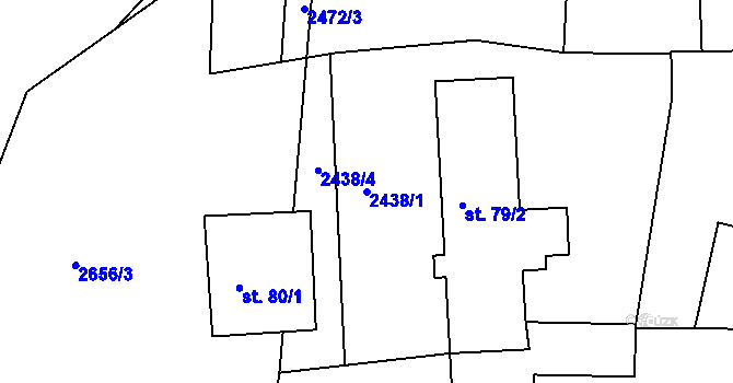 Parcela st. 2438/1 v KÚ Vlhlavy, Katastrální mapa