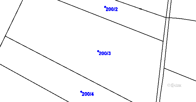 Parcela st. 200/3 v KÚ Vlhlavy, Katastrální mapa