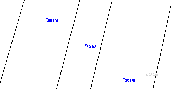 Parcela st. 201/5 v KÚ Vlhlavy, Katastrální mapa