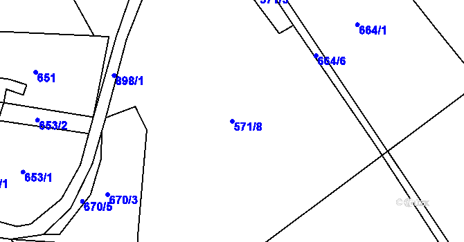Parcela st. 571/8 v KÚ Čankov, Katastrální mapa