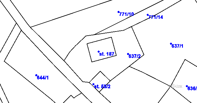 Parcela st. 187 v KÚ Čankov, Katastrální mapa